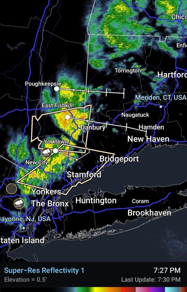 Radar grab of showers coming into the area!