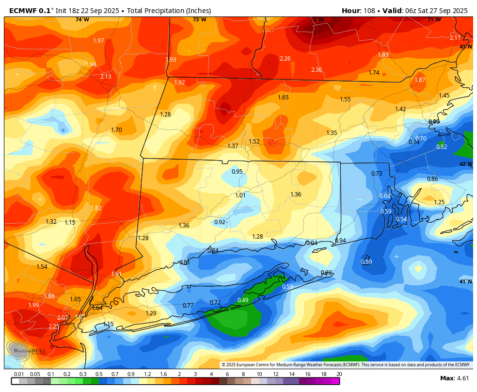 Rainfall by Saturday Morning